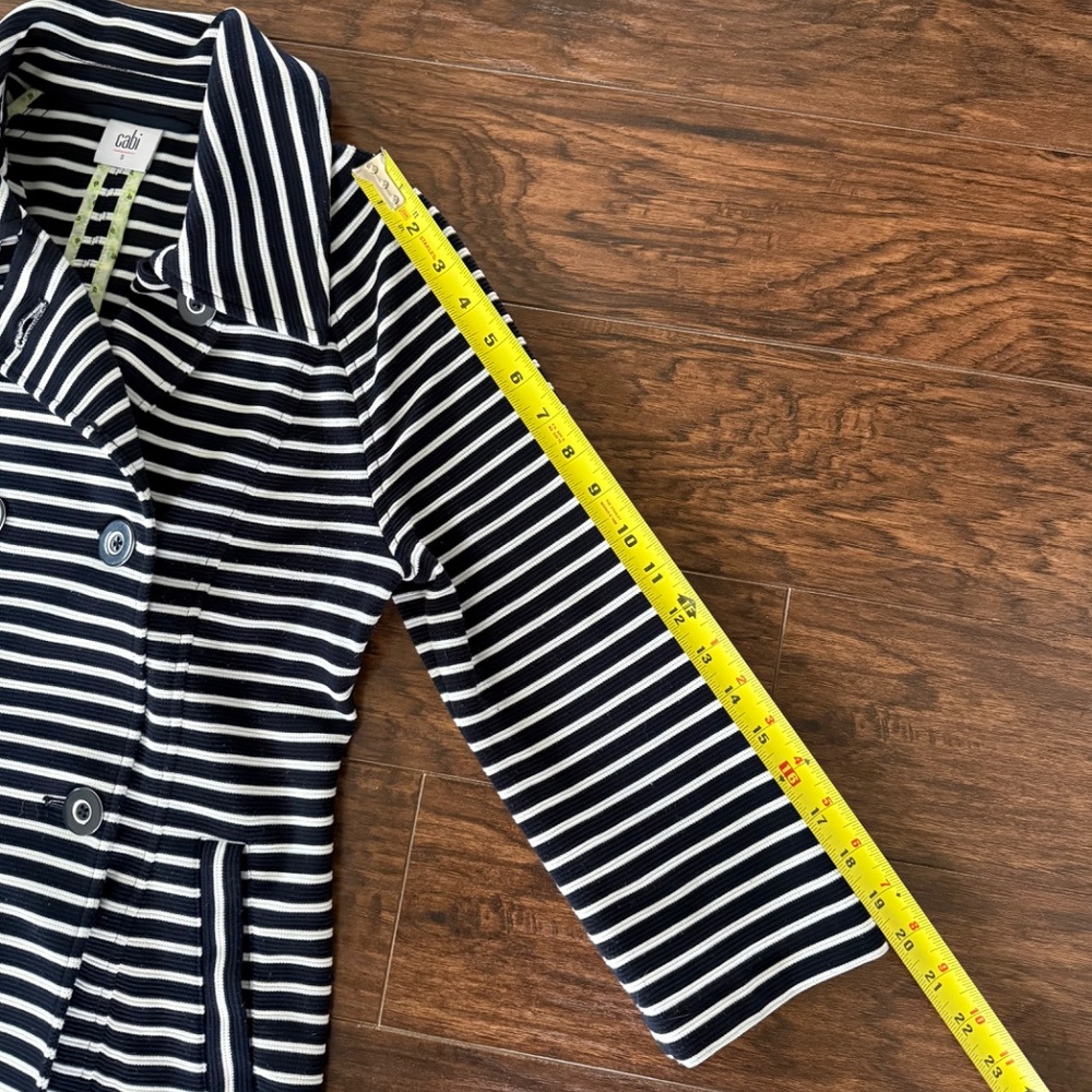 CAbi Striped Double Breasted Trench Jacket Navy White Size S Style 5151 - Picture 13 of 15
